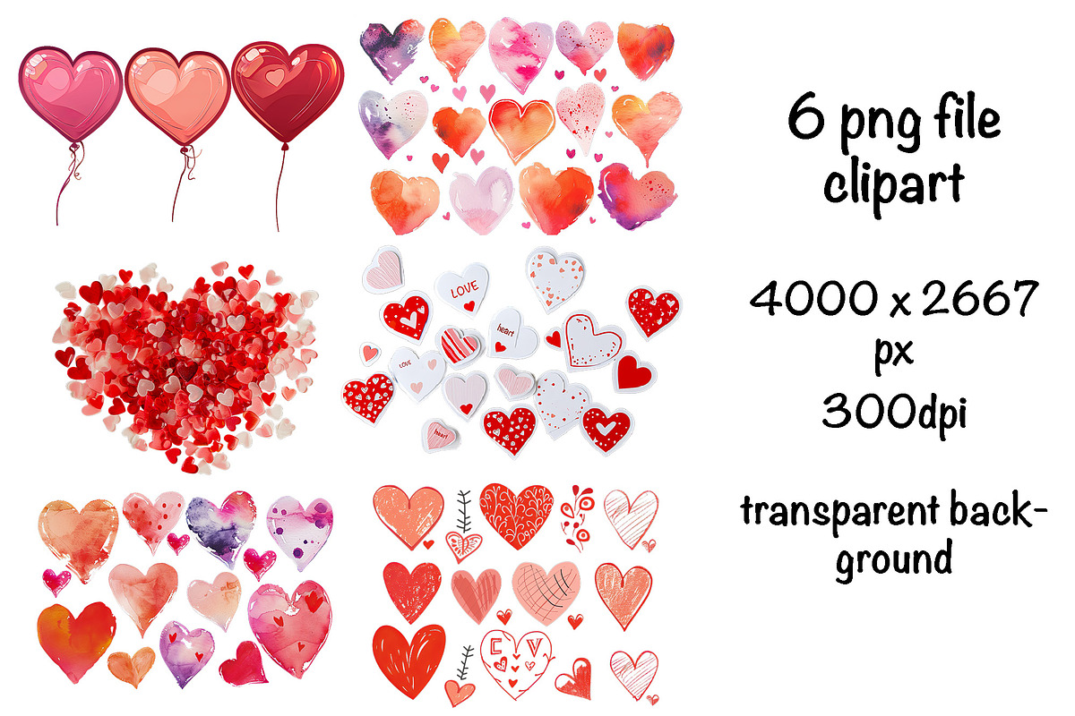 Hearts Clipart Sublimation Design, a Decorative Illustration by VetalStock (Photo 1 of 5)