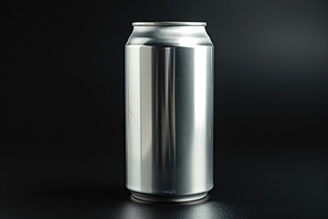 Blank aluminum can on black background, a Food & Drink Photo by AlyaAnd