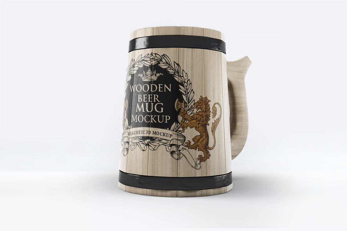 Wooden Beer Mug Mock-Up, a Product Mockup by DesignRushMarket (Photo 6 of 9)