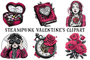 Steampunk Valentine's Clipart, an Illustration by OK Design (Thumbnail 2 of 6)
