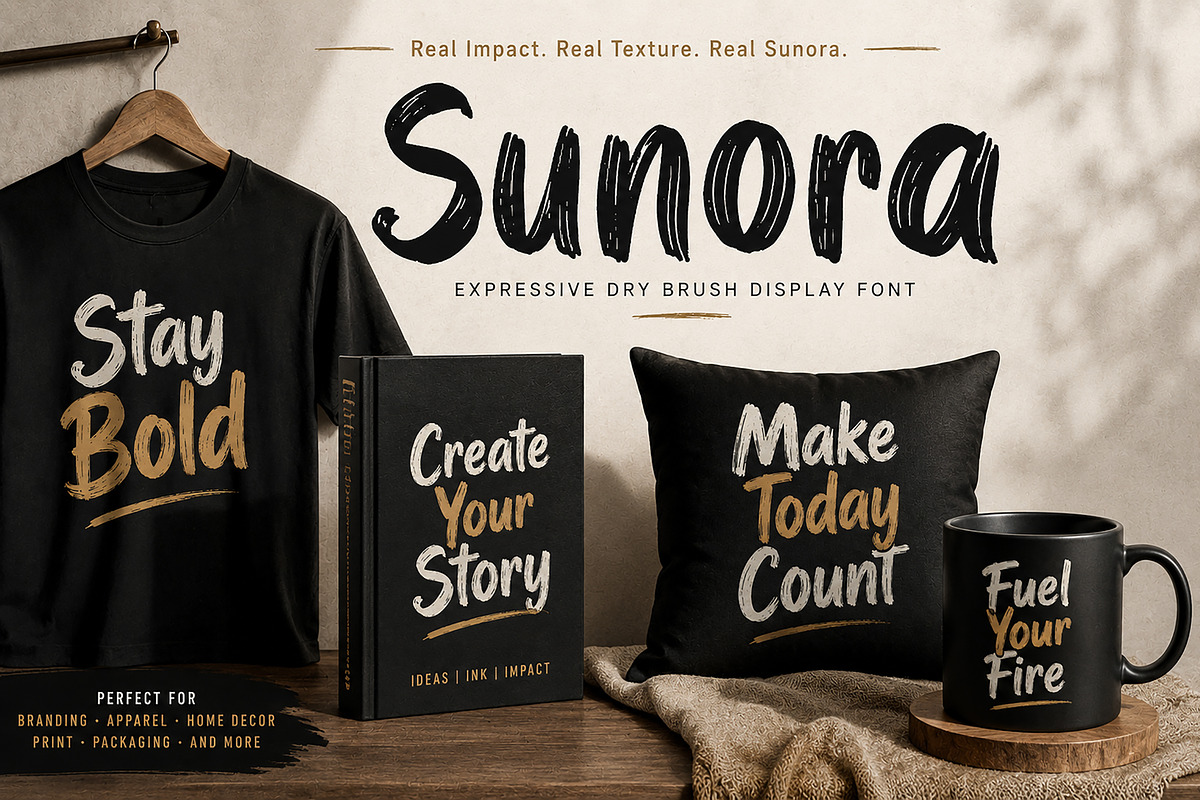 Sunora – Dry Brush Display Font, a Script Font by Wow Magic (Photo 2 of 4)
