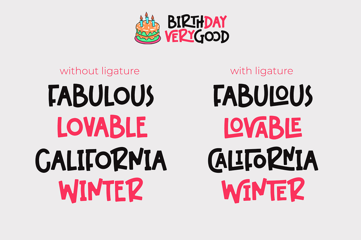 Birthday Verygood - Ligature Font, a Sans Serif Font by Airotype (Photo 2 of 12)