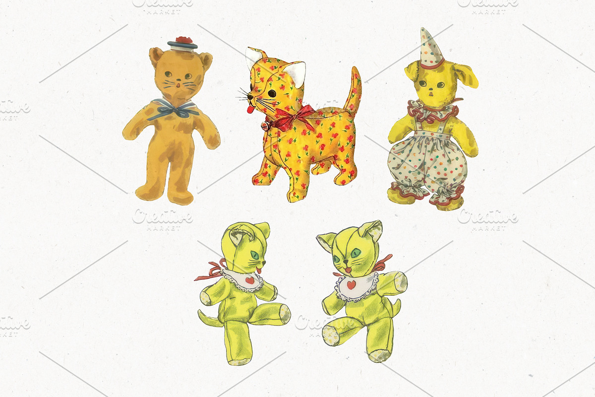 Vintage Puffy Animals Clip Art, an Animal Illustration by Patterns for Dessert (Photo 3 of 6)