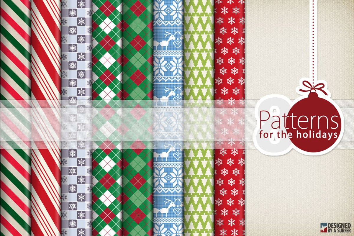 8 Holiday Patterns, a Pattern Graphic by Designed by a Surfer (Photo 1 of 2)
