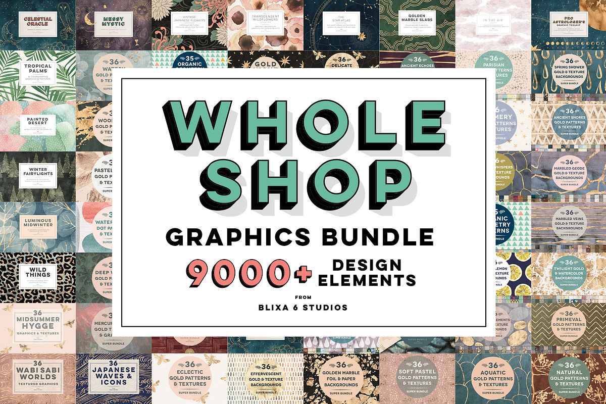Whole Shop 9000+ Graphics Bundle, a Background Graphic by Blixa 6 Studios (Photo 3 of 26)