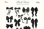 Black Bows Ribbon Watercolor Clipart, a Decorative Illustration by Ooh Lily (Thumbnail 4 of 11)