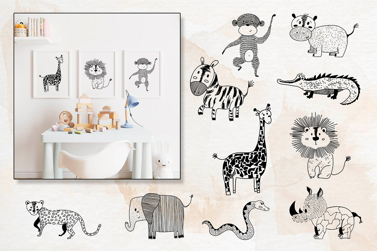 Wild safari animals clipart for kids, a Pattern Graphic by Astra Menta (Photo 4 of 10)