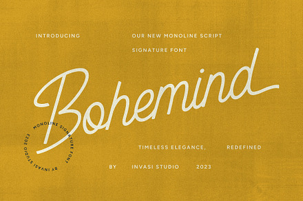Bohemind - Monoline Signature Font, a Script Font by Invasi Studio