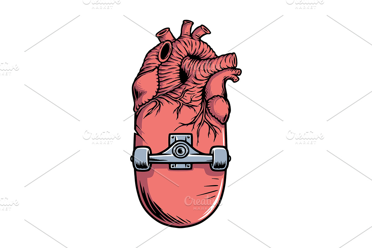 skateboard and heart shape, a Person Illustration by gunaonedesign (Photo 1 of 4)