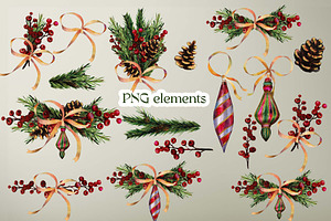 Christmas Set. Patterns And PNG