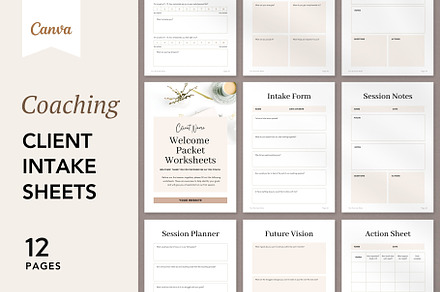 Coaching Client Intake Sheets Canva