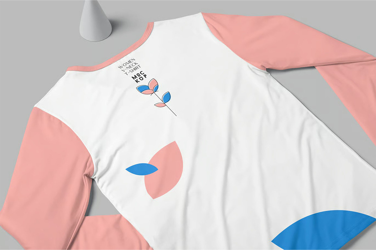 Girl Full Sleeve V Neck Tee Mockups, a Shirt Mockup by megostudi0 (Photo 2 of 7)