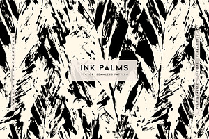 Ink Palms Vector Pattern