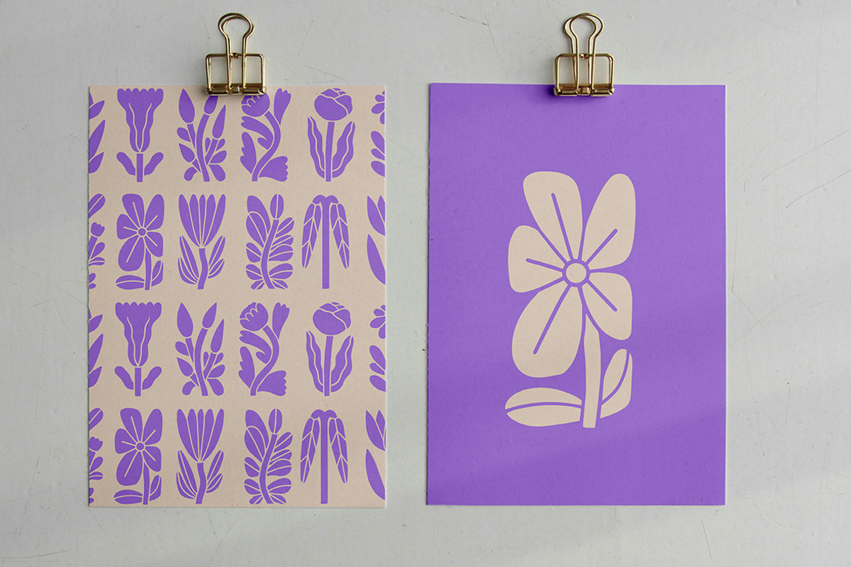 Floral Stamps Linocut Bundle,, an Illustration by ClayStudio (Photo 4 of 8)