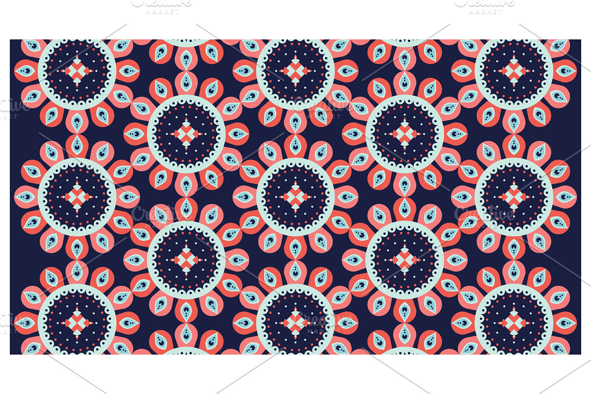 Floral Mandala in a Seamless Repeat, a Decorative Illustration by Creative Backgrounds