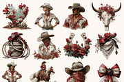 Watercolor Red Rose Western Clipart, a Person Illustration by BusyDaydesign (Thumbnail 6 of 9)
