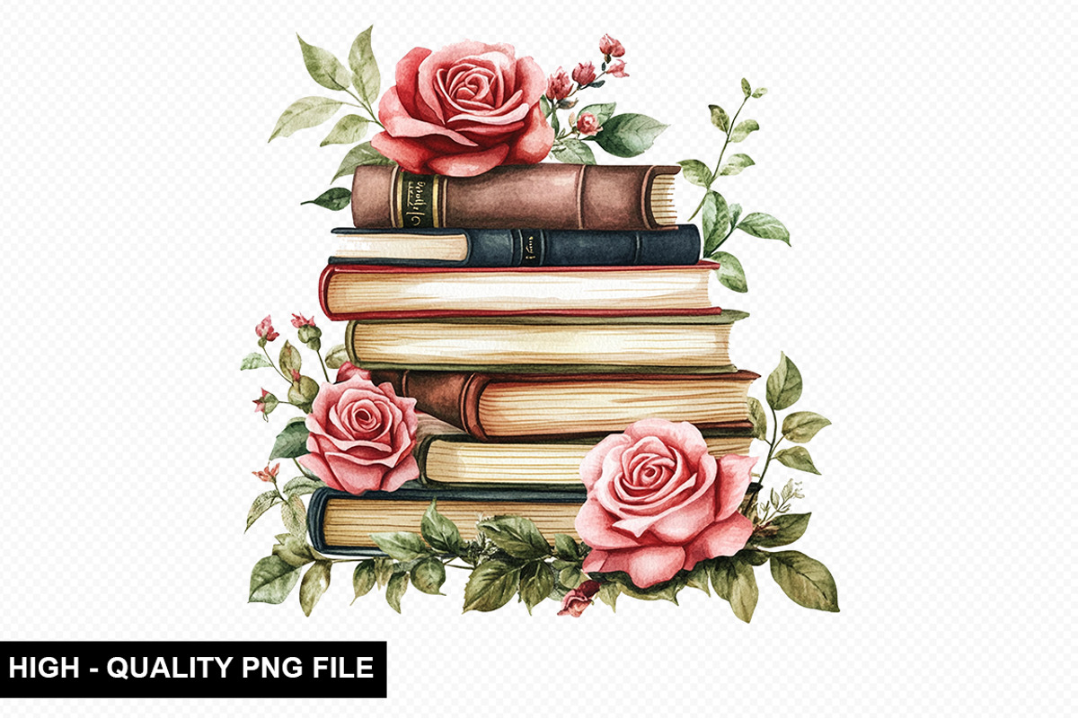 Watercolor Floral Book Clipart, an Illustration by crative8112 (Photo 7 of 11)
