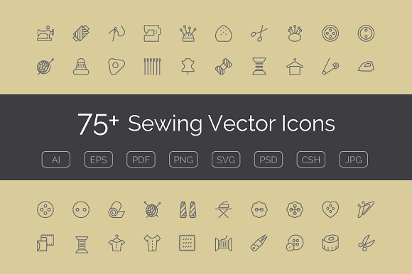 75+ Sewing Vector Icons preview 3