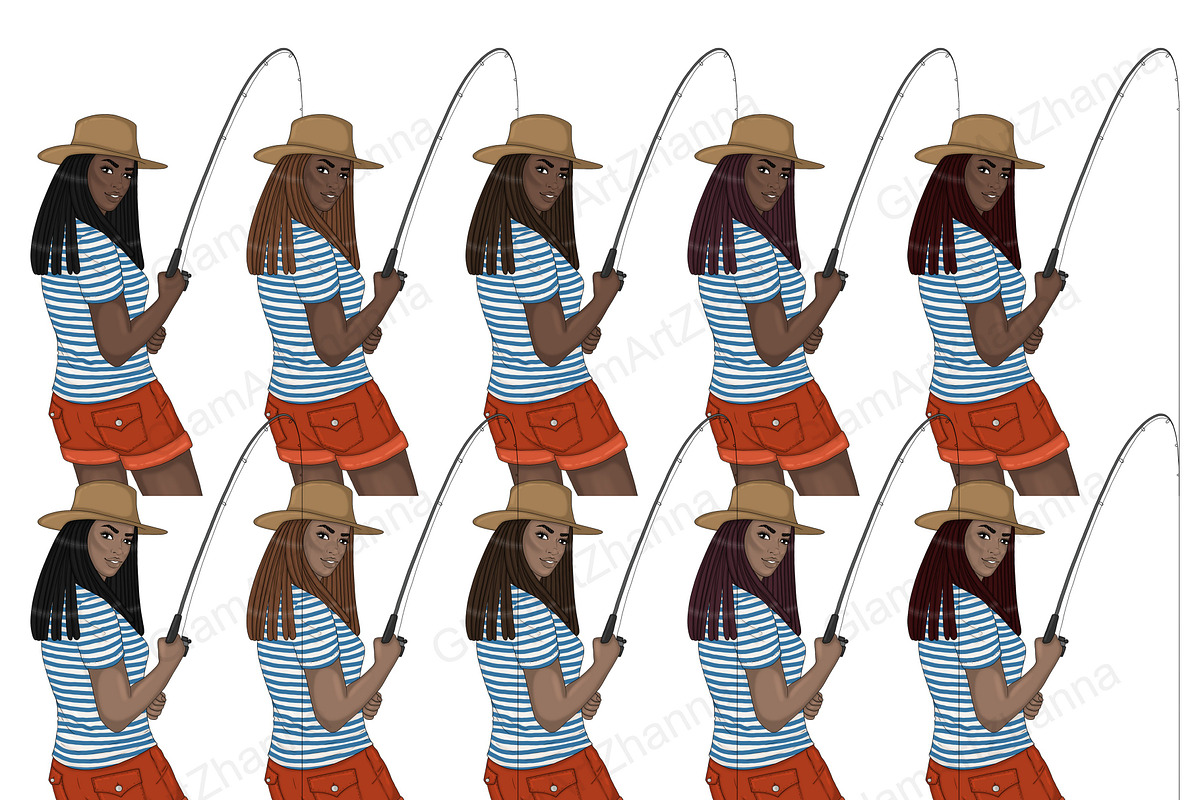 Lake Life Girls Clipart, a Person Illustration by GlamArtZhanna (Photo 4 of 7)