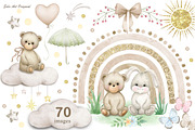 Teddy bear Boho rainbow Baby shower, an Animal Illustration by Solo Art Original (Thumbnail 1 of 9)