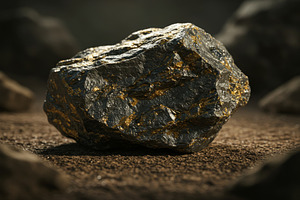 Dark mineral rock with gold streaks, a Nature Photo by professorinc