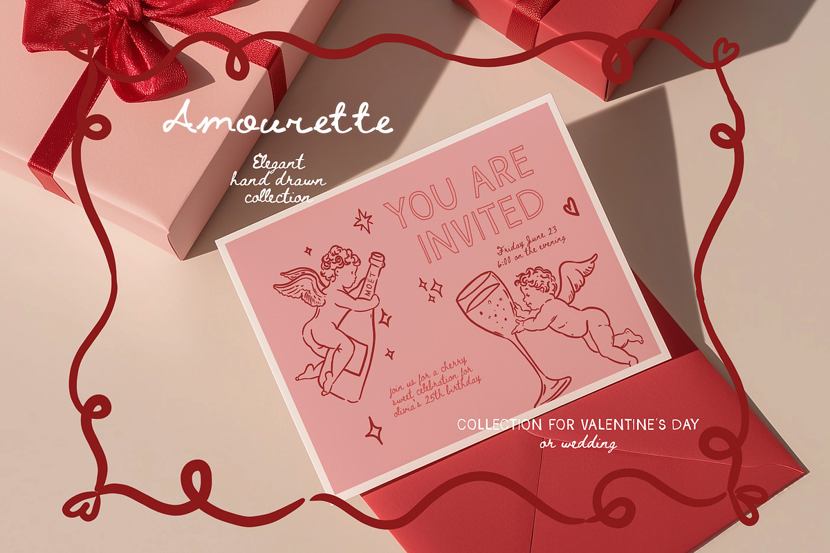 Amourette Hand Drawn Cupids Clipart, a Decorative Illustration by Muse Artist (Photo 6 of 12)