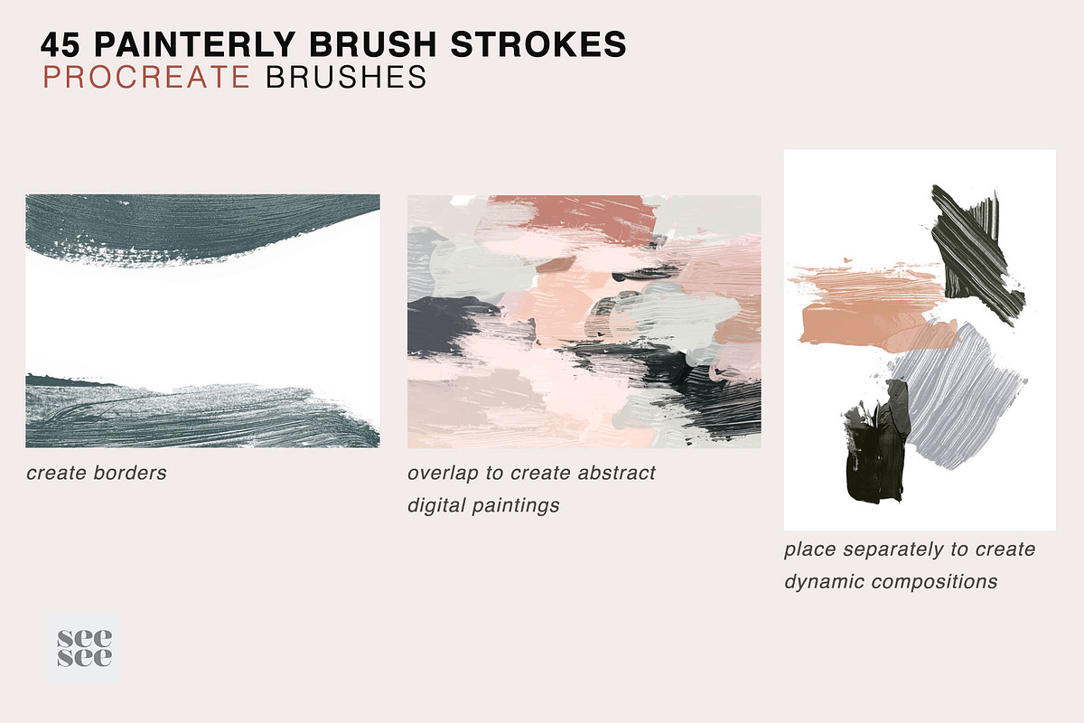 45 Procreate Painterly Brush Stamps, a Brush Add-On by CC CREATIVE CO (Photo 5 of 15)