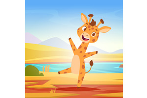 Giraffe. baby animal giraffe outdoor, an Animal Illustration by Onyx