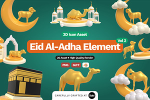 3D Eid Al Adha Element Icon Vol 2