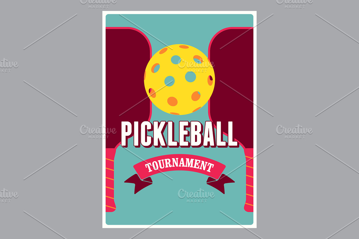 Pickleball retro vector poster set., a Sport Illustration by PoPaShop (Photo 8 of 10)