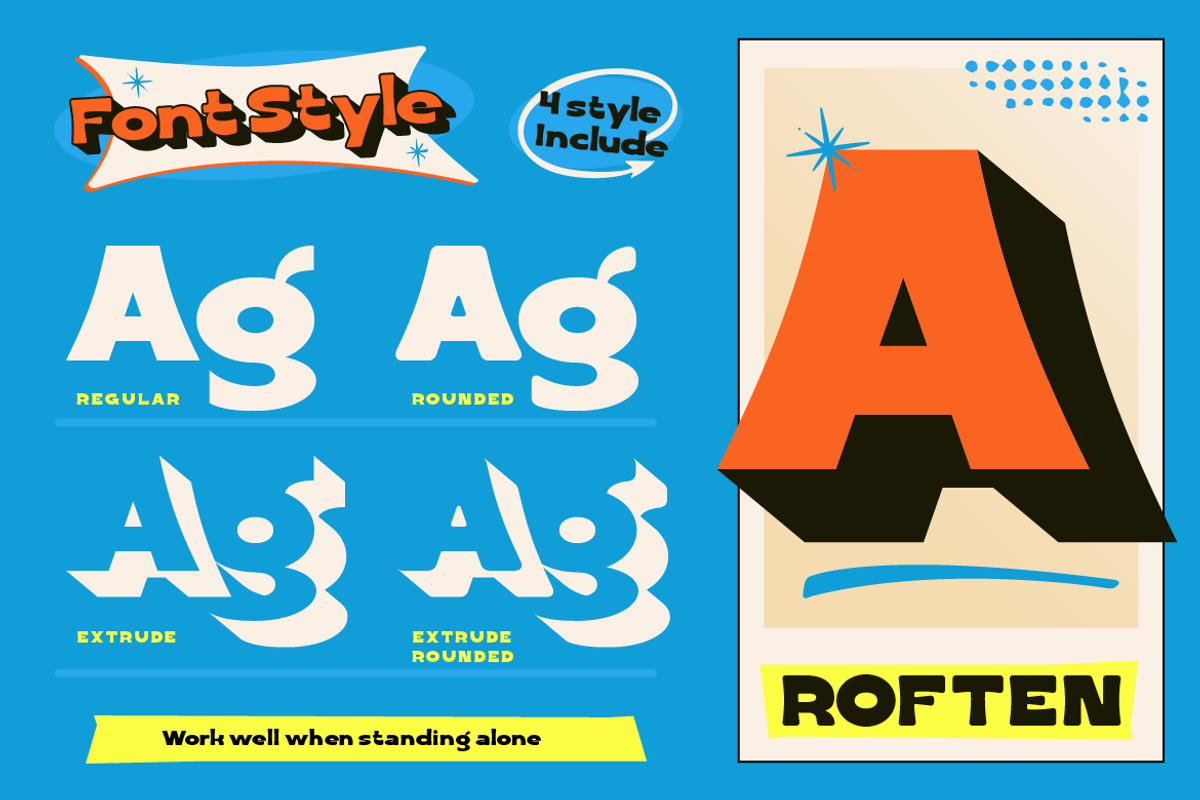 Roften - Chunky Retro Pop Font, a Sans Serif Font by Artisan Themes (Photo 9 of 11)