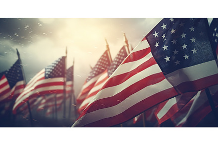 American flags on a background of, a Holiday Photo by ZinetroN