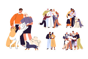 Happy hugging families set, a Person Illustration by PaperTrident