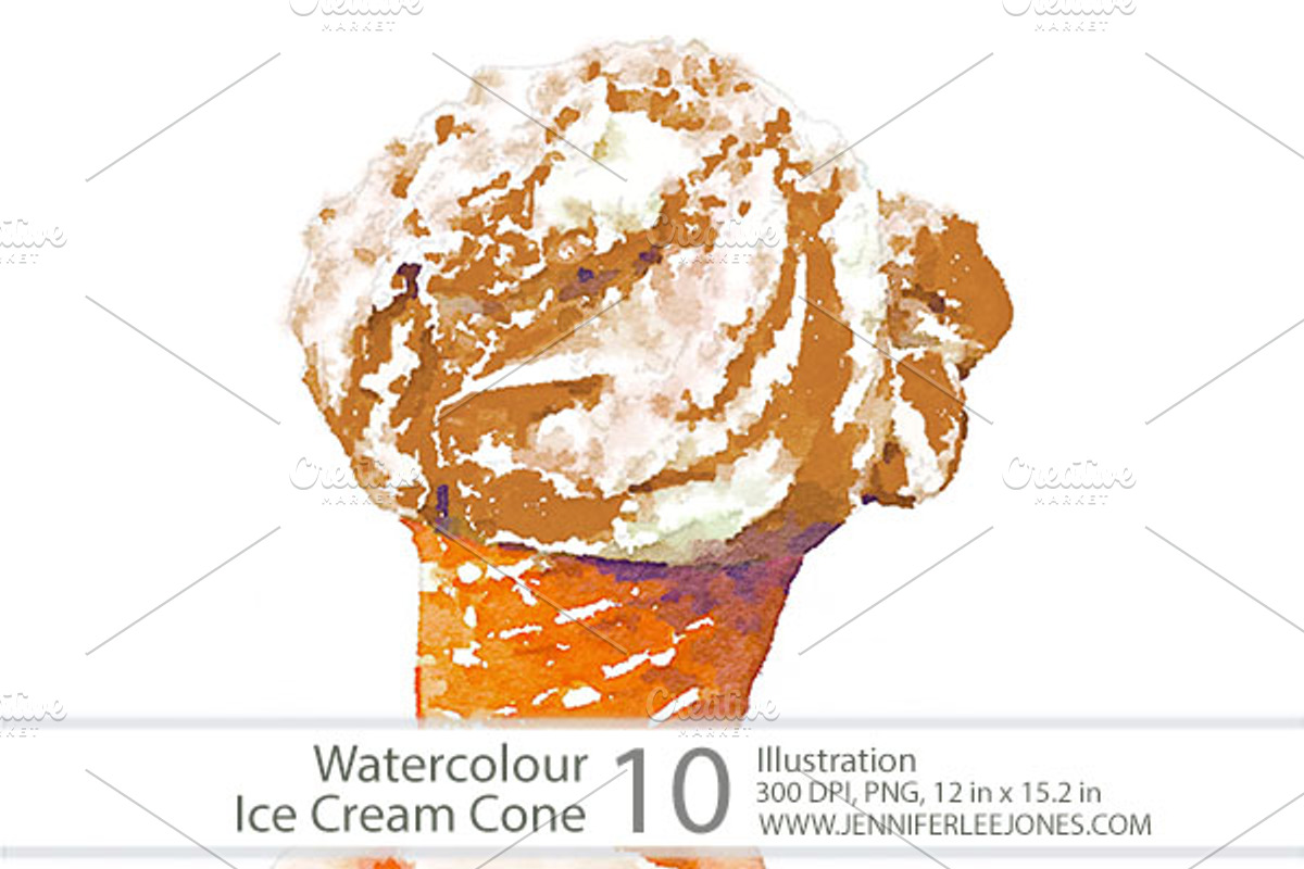 Watercolor Ice Cream, an Object Graphic by Jennifer Lee Jones (Photo 3 of 5)