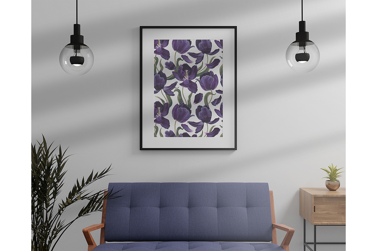 Black Tulips Seamless Pattern, a Pattern Graphic by MarynaPetrovska (Photo 7 of 19)