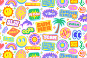 50 SUMMER STICKERS VECTOR SET, an Object Graphic by craftlove (Thumbnail 1 of 4)