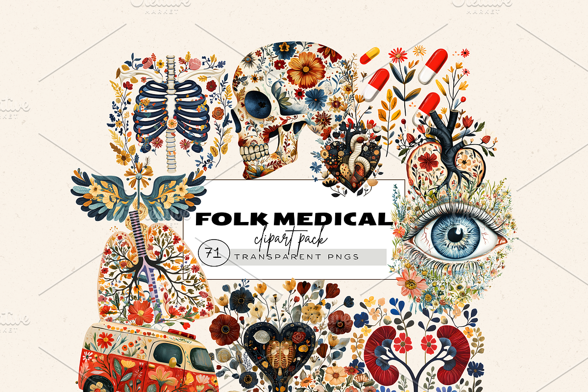 FOLK MEDICAL CLIPART PACK, an Education Illustration by Daring Digies (Photo 1 of 9)