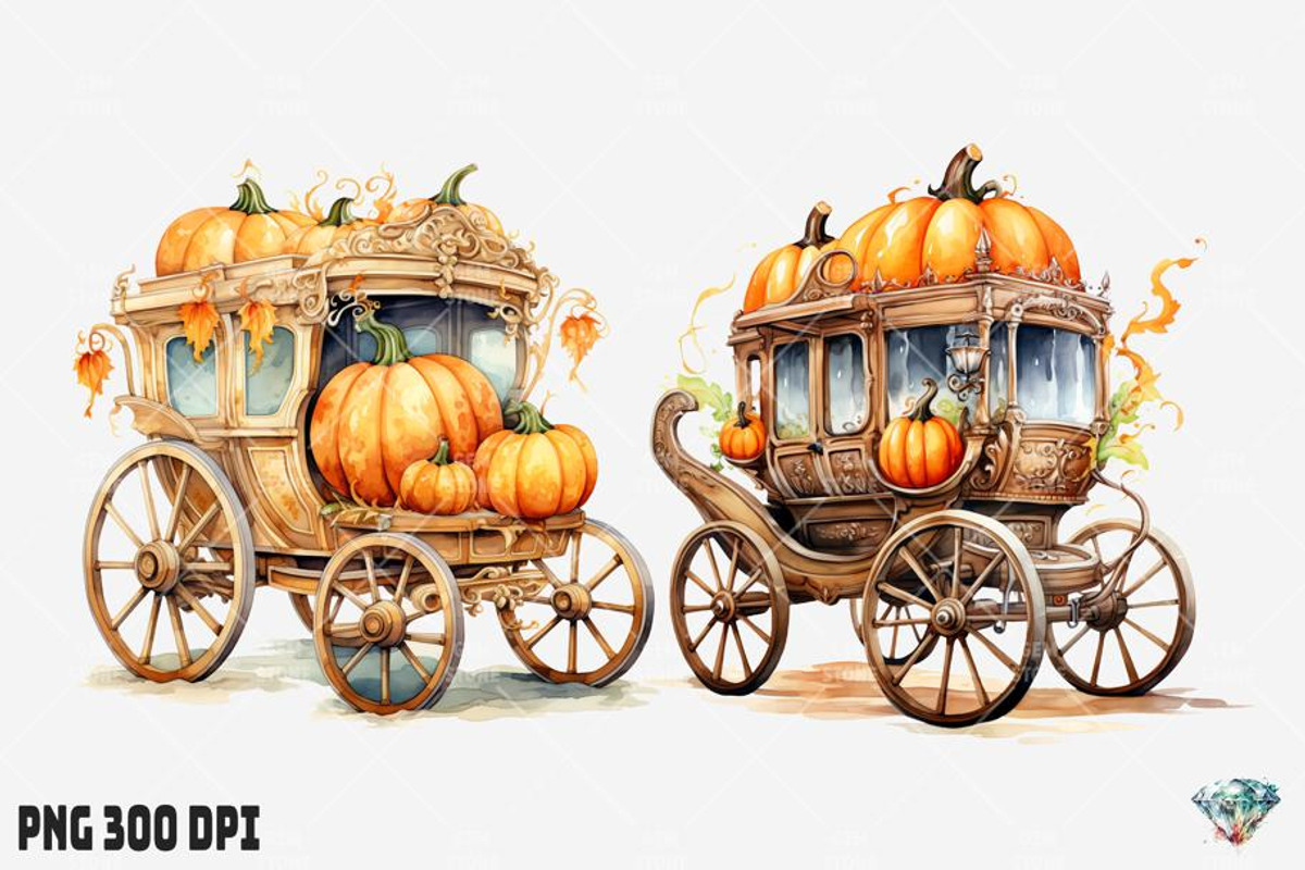 Pumpkin Chariot Watercolor, an Illustration by Gemstone (Photo 8 of 12)