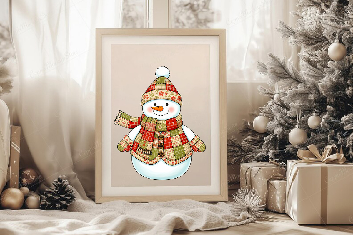 Patchwork Snowman png, Merry Christm, an Illustration by Libby Wishes (Photo 3 of 8)