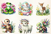 WAtercolor Spring Animals Clipart, a Seasonal Illustration by DreamArtGraphic (Thumbnail 2 of 4)