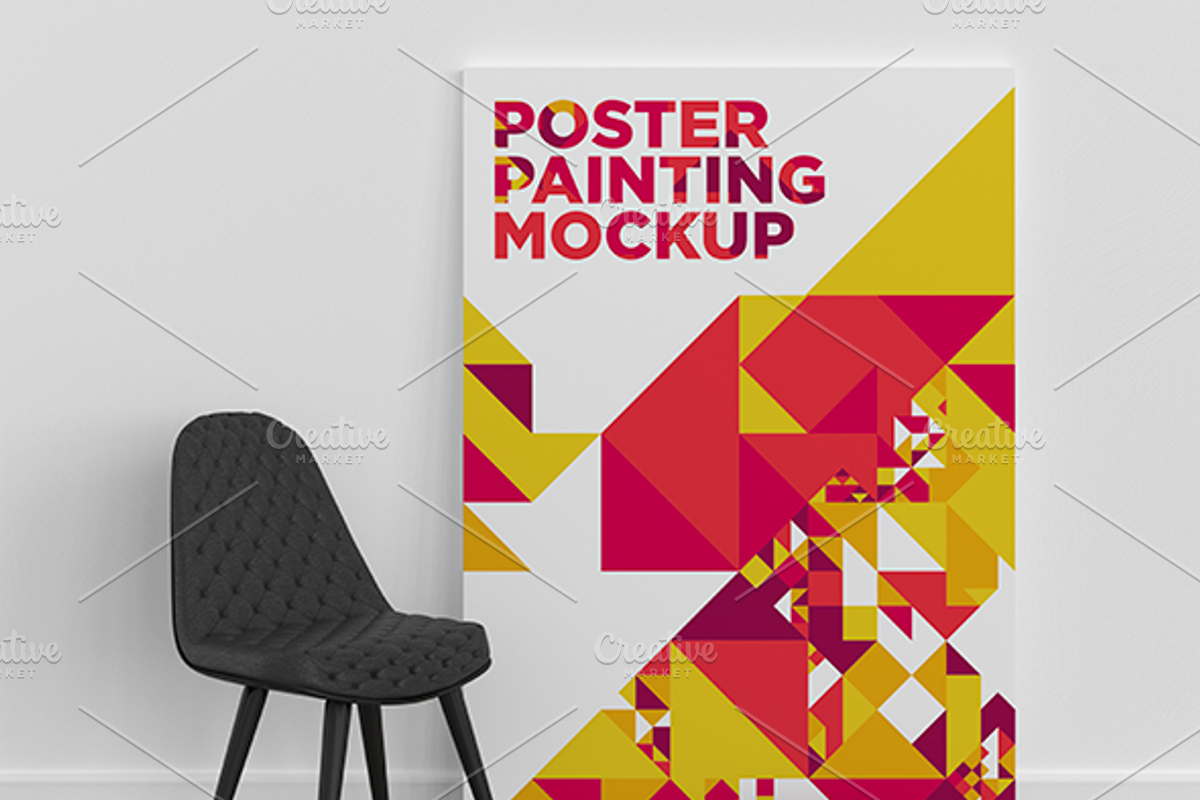 Poster Painting MockUp Pack 001, a Print Template by Traint (Photo 2 of 21)