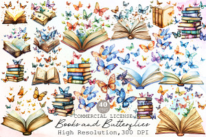 Books and Butterflies Watercolor Bun, an Illustration by Sublimation Artist