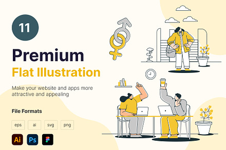 Premium Character Flat Illustration
