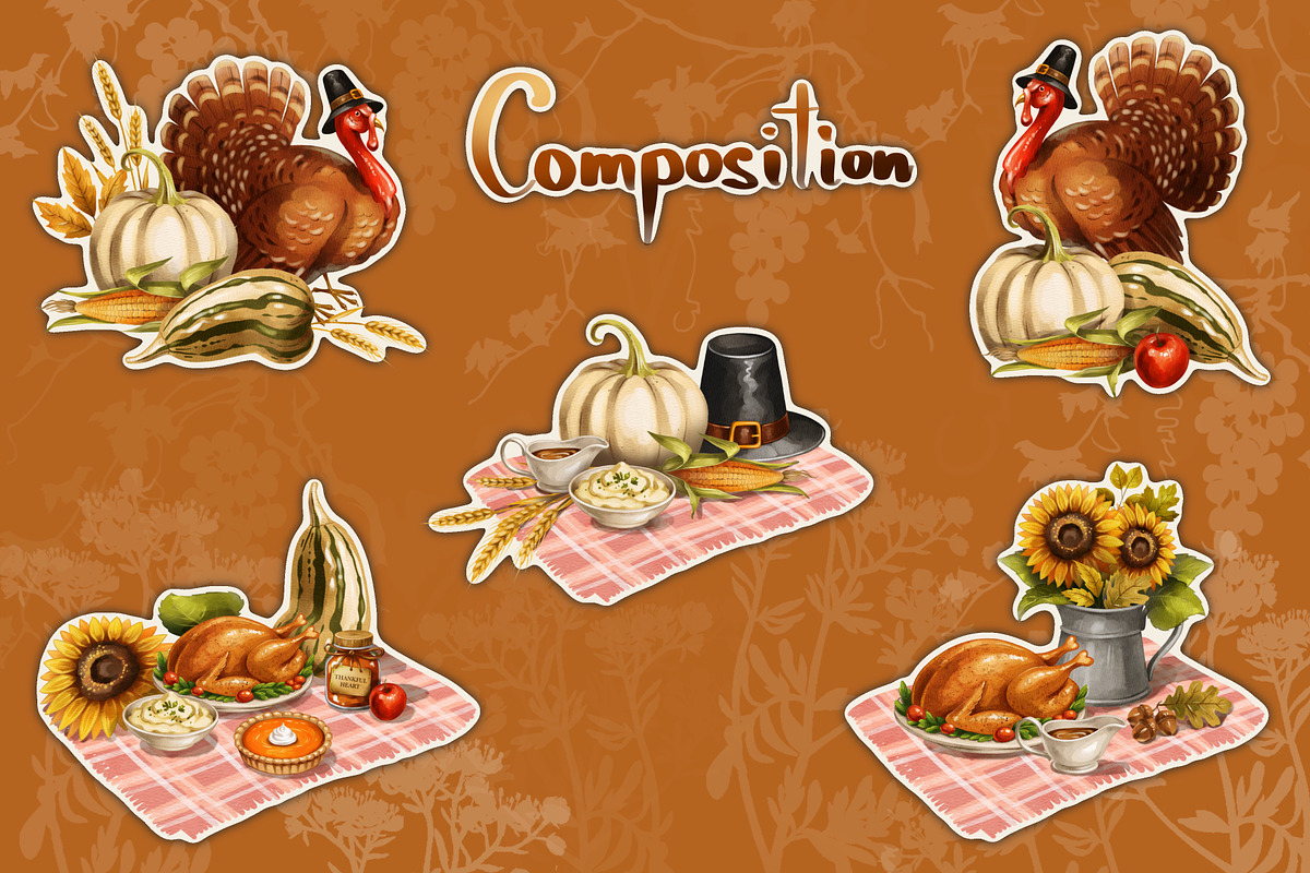 Happy Thanksgiving Collection, a Seasonal Illustration by IrynaPanashii (Photo 4 of 10)