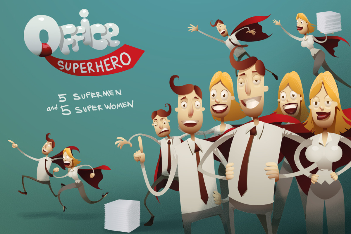 Office superhero, vector, a Work Illustration by IvanNikulin