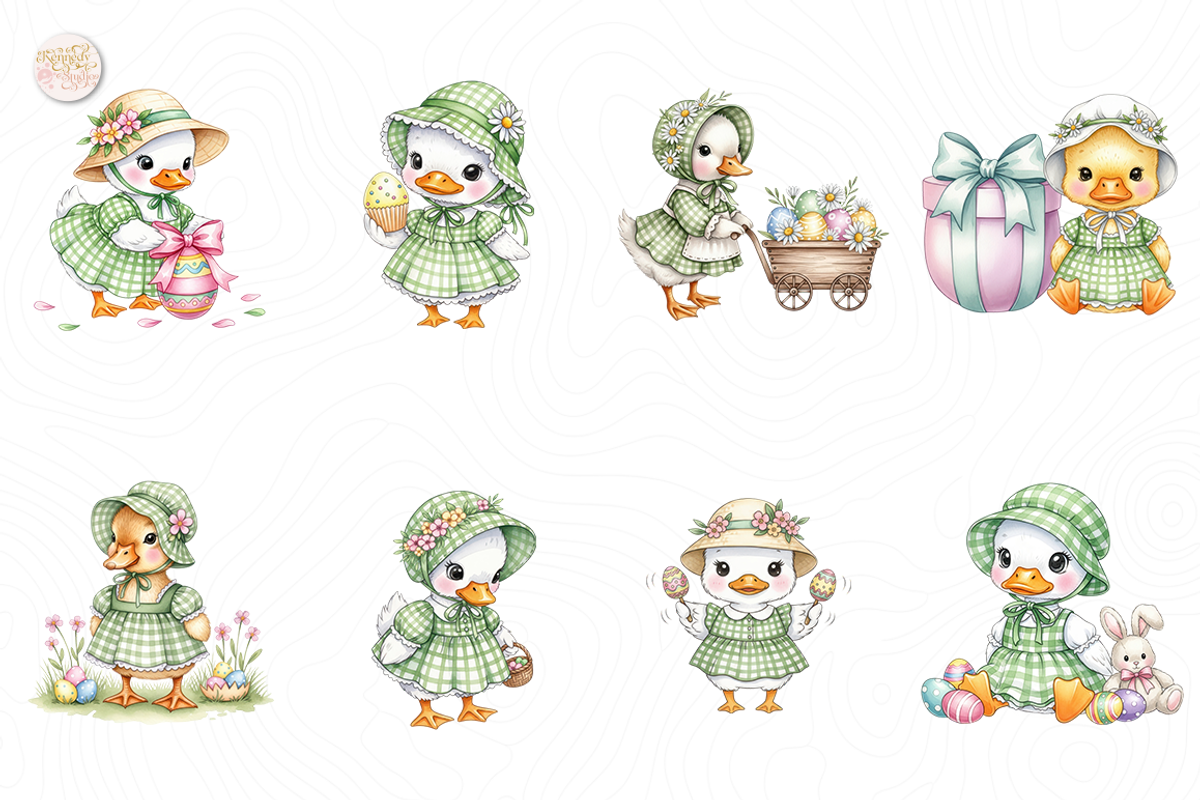 Cute Easter Duck PNG Clipart Kawaii., an Animal Illustration by KennedyStudio (Photo 2 of 5)