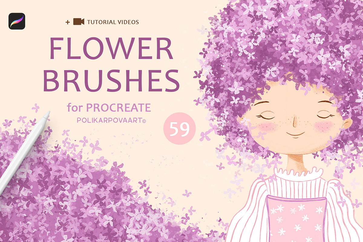 Flower Brushes for Procreate, a Brush Add-On by polikarpovaart (Photo 1 of 11)