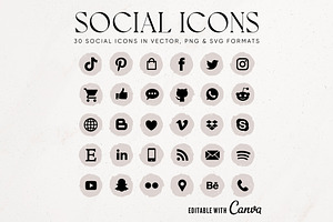 Modern Greige Social Media Icons