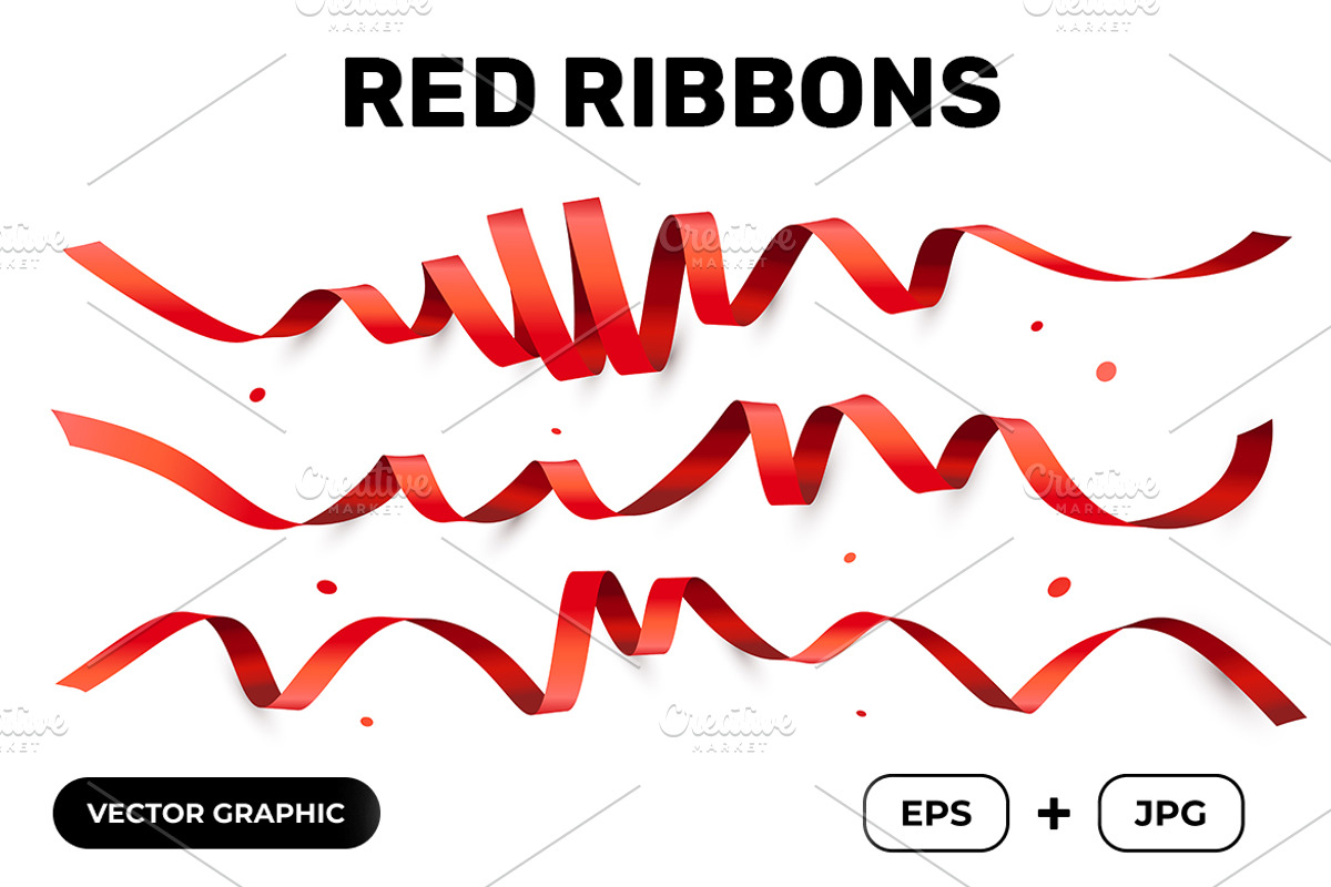 Red Ribbons | Vector Set, an Object Graphic by wowomnom
