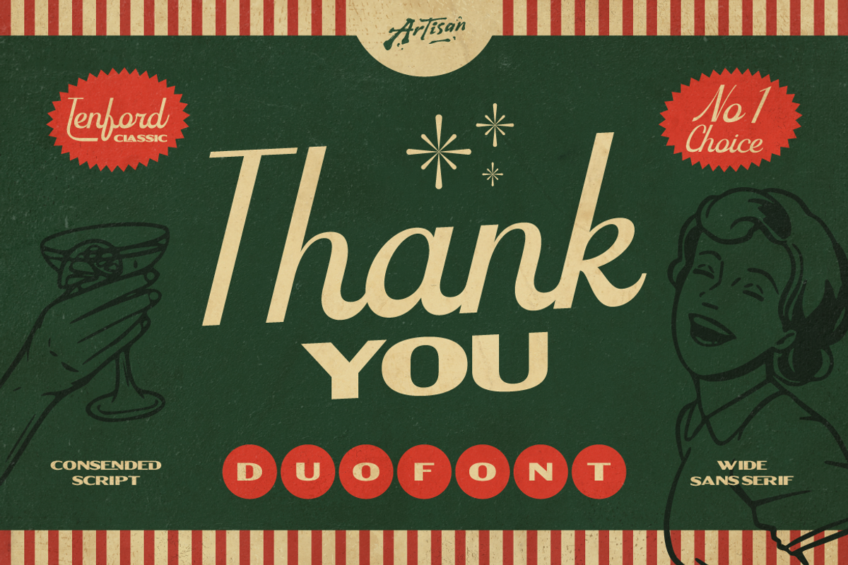 Tenford - Vintage Duo Font, a Script Font by Artisan Themes (Photo 11 of 11)